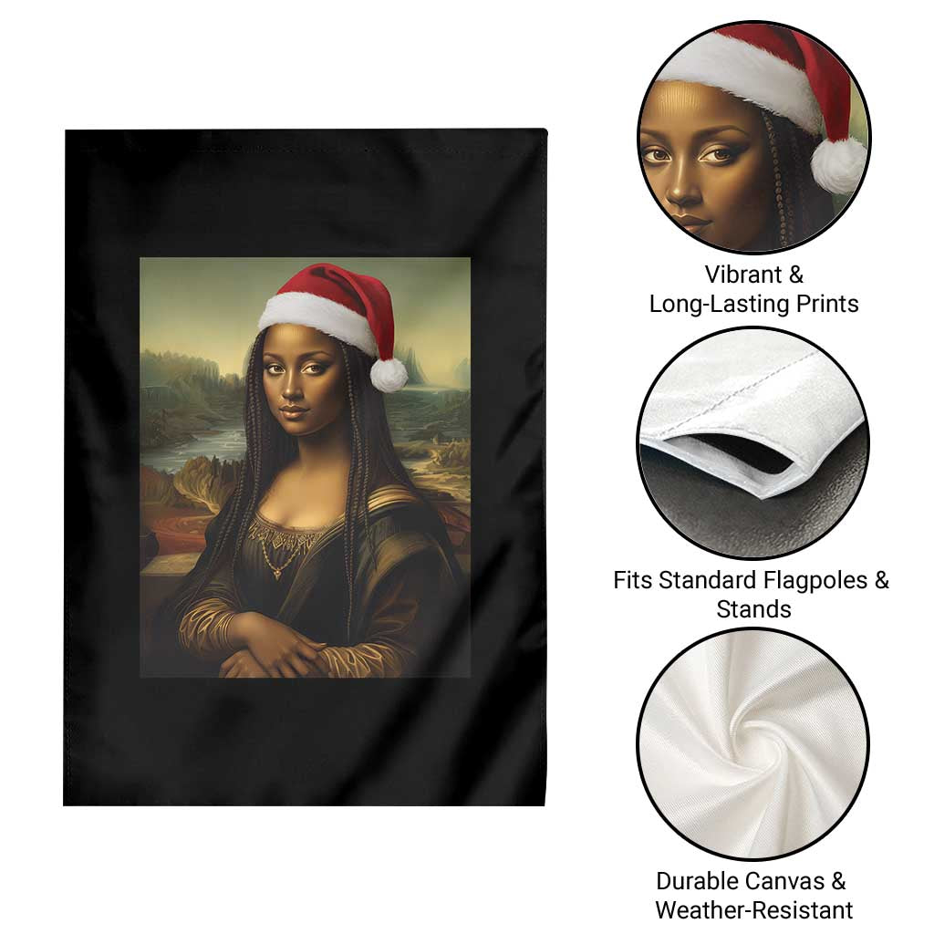 Funny Black Christmas Garden Flag Vintage Mona Lisa Afro Santa Da Vinci Xmas - Wonder Print Shop