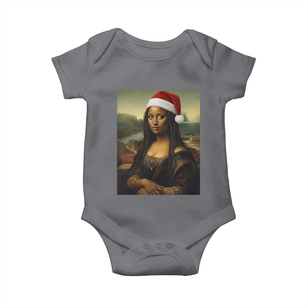 Funny Black Christmas Baby Onesie Vintage Mona Lisa Afro Santa Da Vinci Xmas - Wonder Print Shop