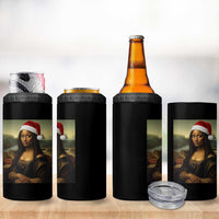 Funny Black Christmas 4 in 1 Can Cooler Tumbler Vintage Mona Lisa Afro Santa Da Vinci Xmas - Wonder Print Shop
