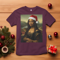 Funny Black Christmas T Shirt Vintage Mona Lisa Afro Santa Da Vinci Xmas - Wonder Print Shop