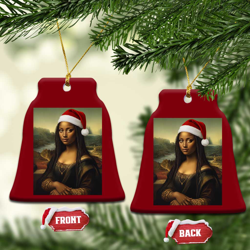 Funny Black Christmas Ceramic Ornament Vintage Mona Lisa Afro Santa Da Vinci Xmas - Wonder Print Shop