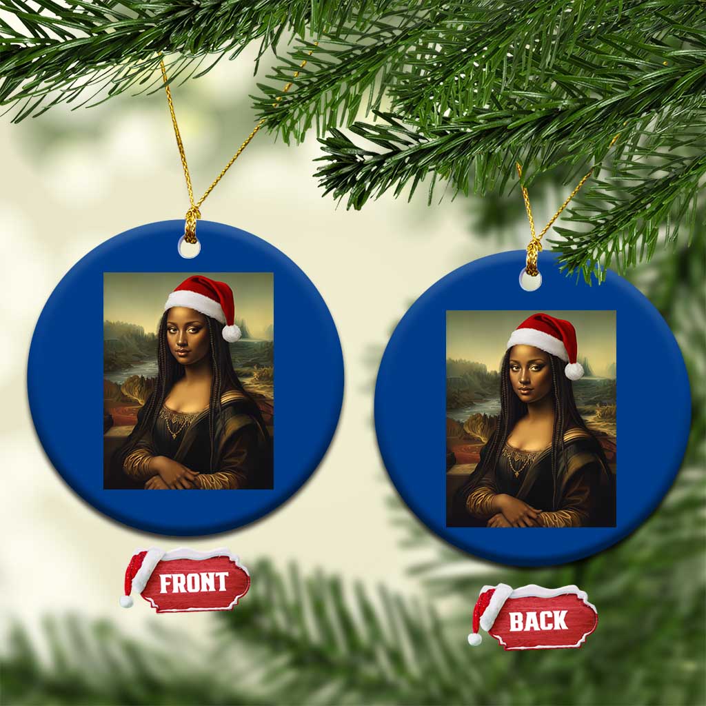 Funny Black Christmas Ceramic Ornament Vintage Mona Lisa Afro Santa Da Vinci Xmas - Wonder Print Shop