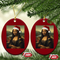Funny Black Christmas Ceramic Ornament Vintage Mona Lisa Afro Santa Da Vinci Xmas - Wonder Print Shop