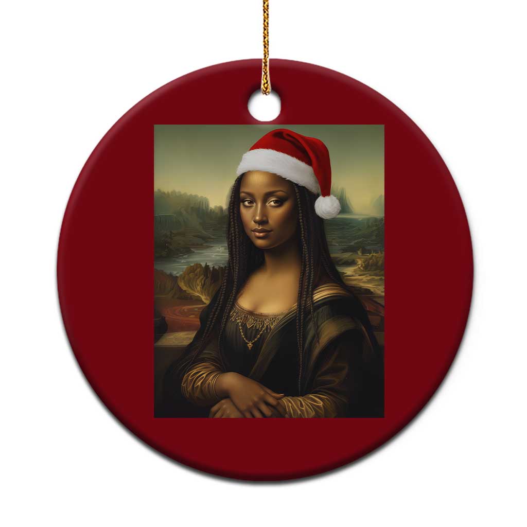 Funny Black Christmas Ceramic Ornament Vintage Mona Lisa Afro Santa Da Vinci Xmas - Wonder Print Shop