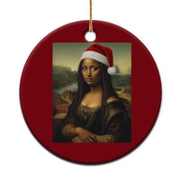 Funny Black Christmas Ceramic Ornament Vintage Mona Lisa Afro Santa Da Vinci Xmas - Wonder Print Shop