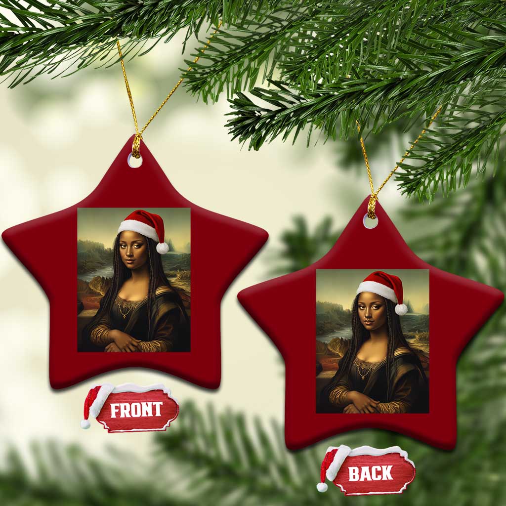 Funny Black Christmas Ceramic Ornament Vintage Mona Lisa Afro Santa Da Vinci Xmas - Wonder Print Shop