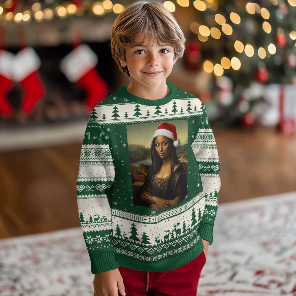 Funny Black Xmas Ugly Christmas Sweater Vintage Mona Lisa Afro Santa Da Vinci Xmas - Wonder Print Shop