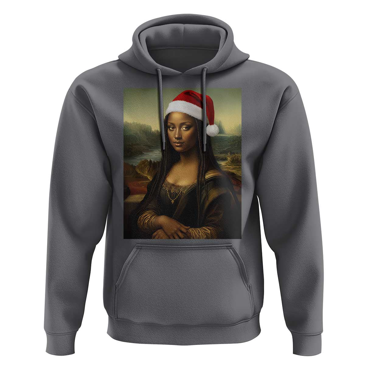 Funny Black Christmas Hoodie Vintage Mona Lisa Afro Santa Da Vinci Xmas - Wonder Print Shop