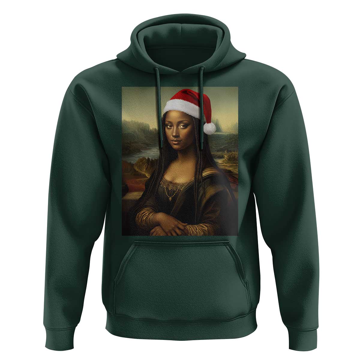 Funny Black Christmas Hoodie Vintage Mona Lisa Afro Santa Da Vinci Xmas - Wonder Print Shop