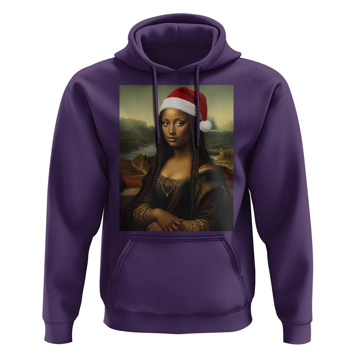 Funny Black Christmas Hoodie Vintage Mona Lisa Afro Santa Da Vinci Xmas - Wonder Print Shop