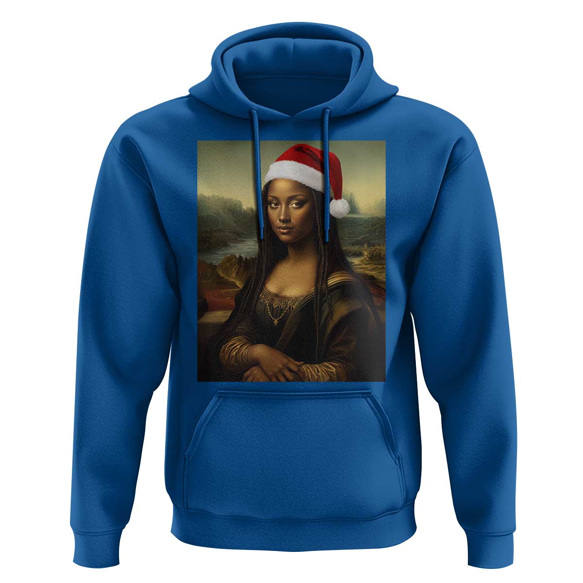 Funny Black Christmas Hoodie Vintage Mona Lisa Afro Santa Da Vinci Xmas - Wonder Print Shop