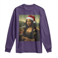Funny Black Christmas Long Sleeve Shirt Vintage Mona Lisa Afro Santa Da Vinci Xmas - Wonder Print Shop