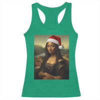 Funny Black Christmas Racerback Tank Top Vintage Mona Lisa Afro Santa Da Vinci Xmas - Wonder Print Shop