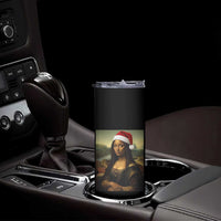 Funny Black Christmas Skinny Tumbler Vintage Mona Lisa Afro Santa Da Vinci Xmas - Wonder Print Shop