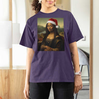 Funny Black Christmas T Shirt For Women Vintage Mona Lisa Afro Santa Da Vinci Xmas - Wonder Print Shop
