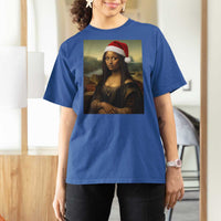 Funny Black Christmas T Shirt For Women Vintage Mona Lisa Afro Santa Da Vinci Xmas - Wonder Print Shop