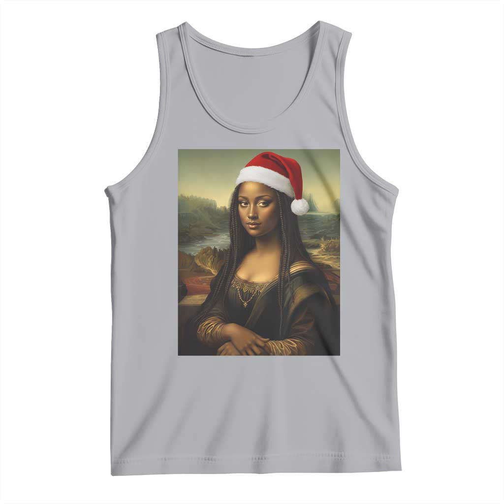 Funny Black Christmas Tank Top Vintage Mona Lisa Afro Santa Da Vinci Xmas - Wonder Print Shop