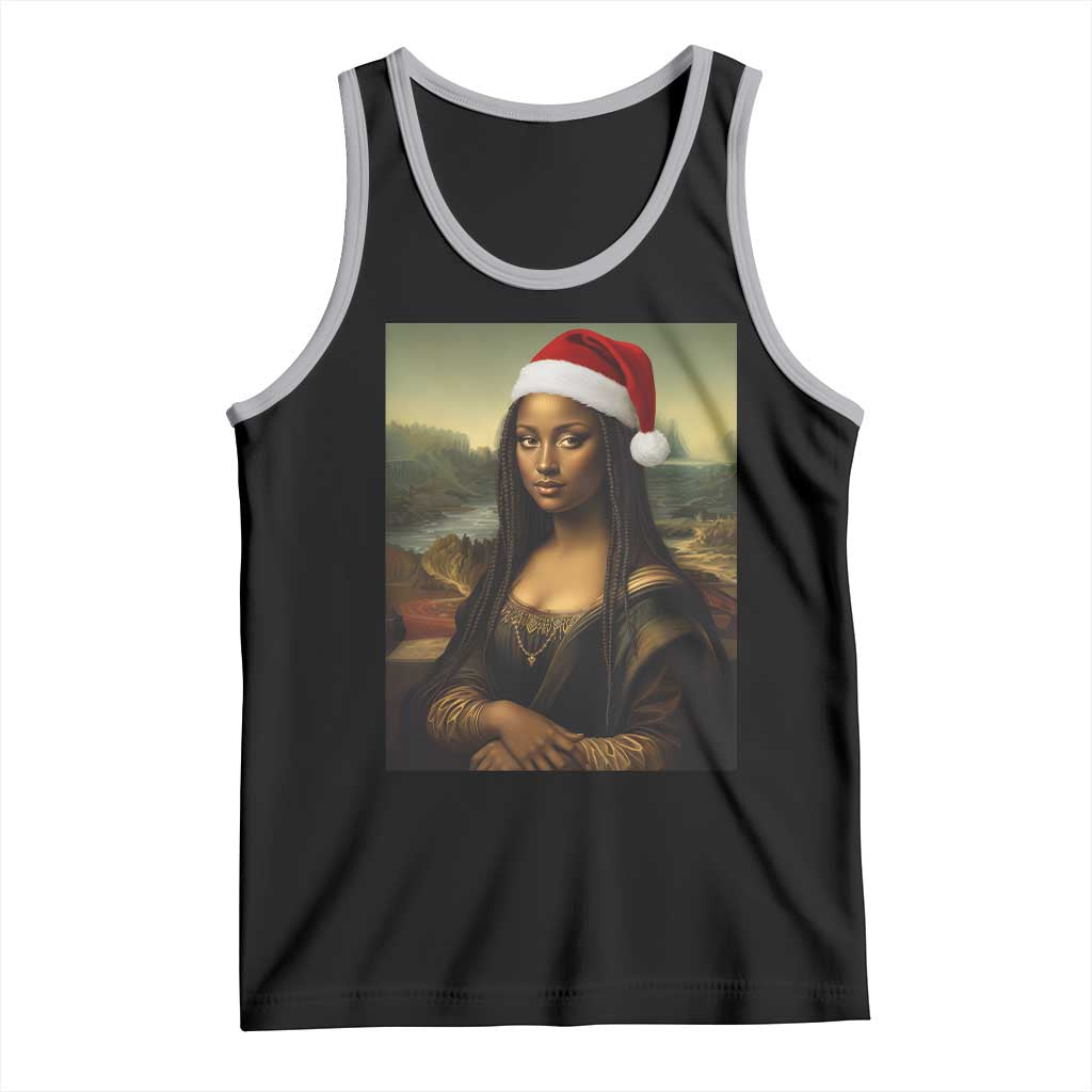 Funny Black Christmas Tank Top Vintage Mona Lisa Afro Santa Da Vinci Xmas - Wonder Print Shop