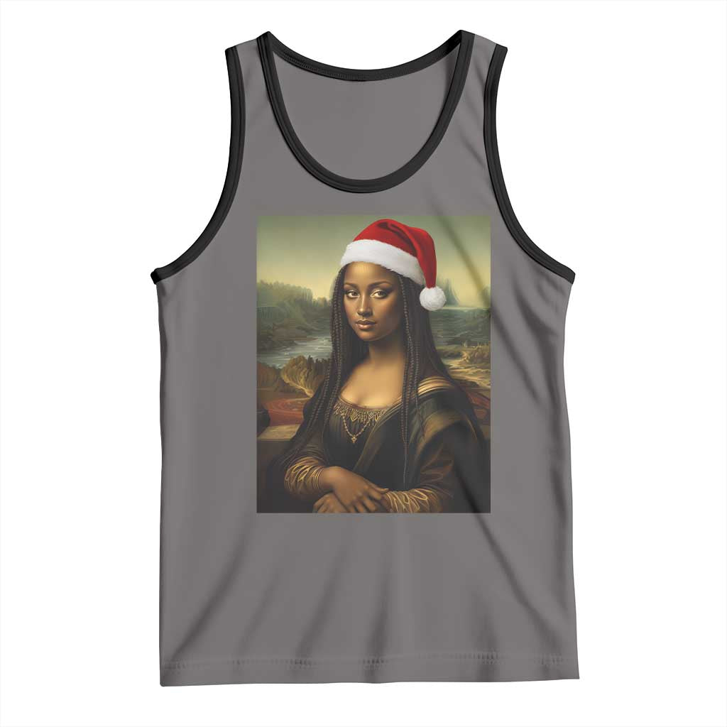 Funny Black Christmas Tank Top Vintage Mona Lisa Afro Santa Da Vinci Xmas - Wonder Print Shop