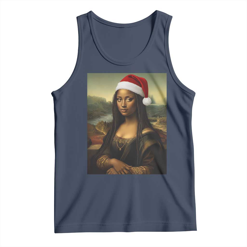 Funny Black Christmas Tank Top Vintage Mona Lisa Afro Santa Da Vinci Xmas - Wonder Print Shop
