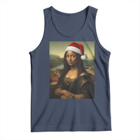 Funny Black Christmas Tank Top Vintage Mona Lisa Afro Santa Da Vinci Xmas - Wonder Print Shop