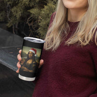 Funny Black Christmas Tumbler Cup Vintage Mona Lisa Afro Santa Da Vinci Xmas - Wonder Print Shop
