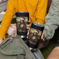 Funny Black Christmas Tumbler Cup Vintage Mona Lisa Afro Santa Da Vinci Xmas - Wonder Print Shop