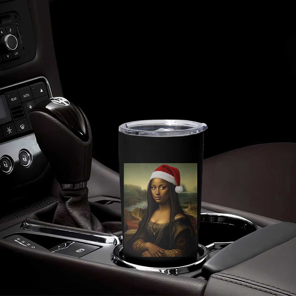 Funny Black Christmas Tumbler Cup Vintage Mona Lisa Afro Santa Da Vinci Xmas - Wonder Print Shop