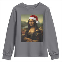 Funny Black Christmas Youth Sweatshirt Vintage Mona Lisa Afro Santa Da Vinci Xmas - Wonder Print Shop