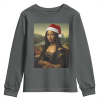 Funny Black Christmas Youth Sweatshirt Vintage Mona Lisa Afro Santa Da Vinci Xmas - Wonder Print Shop