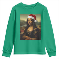 Funny Black Christmas Youth Sweatshirt Vintage Mona Lisa Afro Santa Da Vinci Xmas - Wonder Print Shop