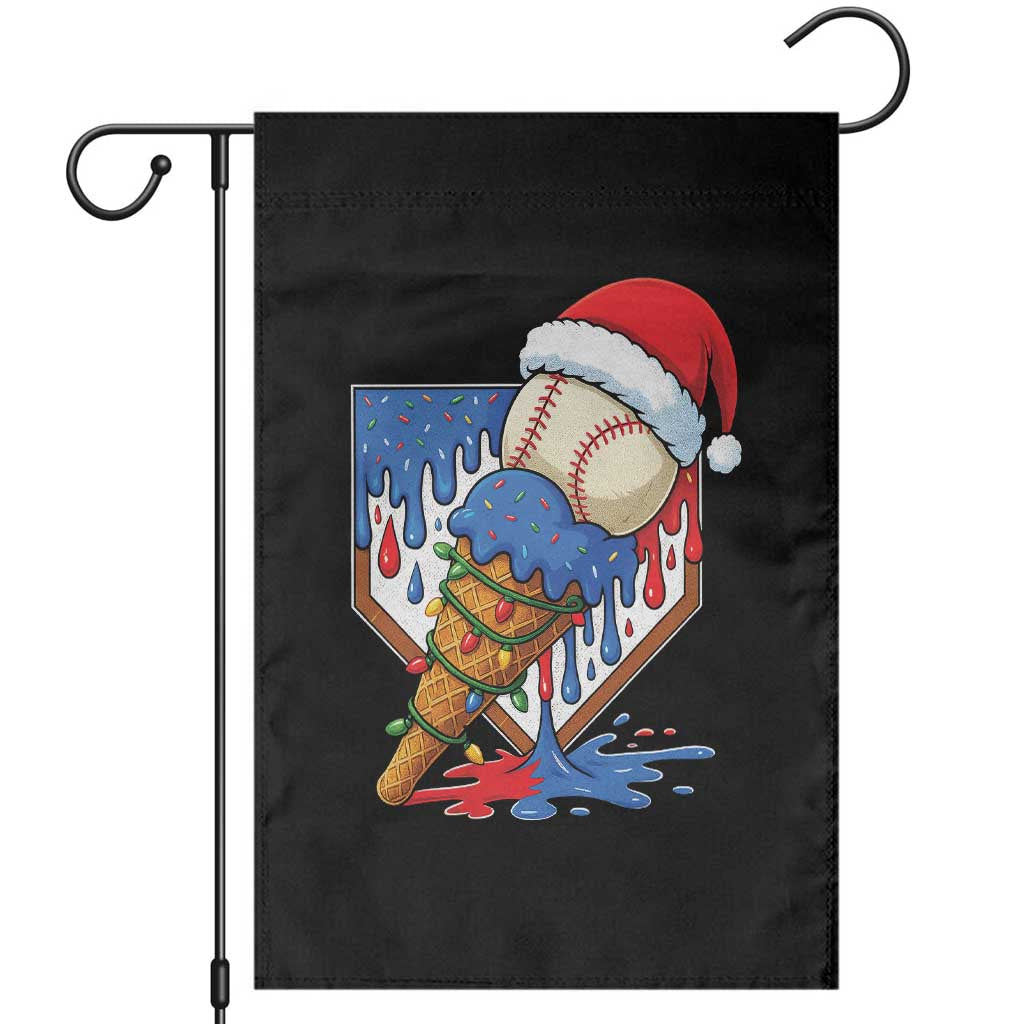 Christmas Baseball Ice Cream Drip Garden Flag Santa Sports Player Xmas Light Boys Baseball Bat - Wonder Print Shop