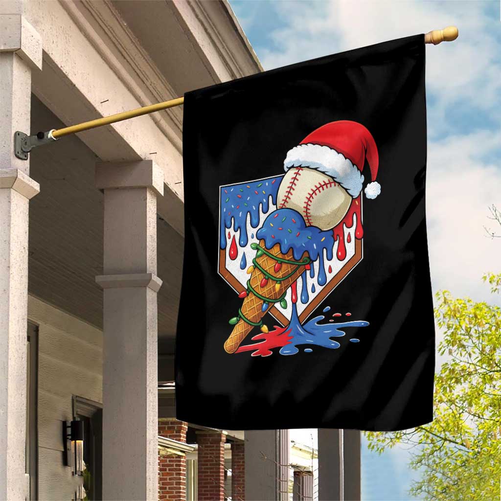 Christmas Baseball Ice Cream Drip Garden Flag Santa Sports Player Xmas Light Boys Baseball Bat - Wonder Print Shop