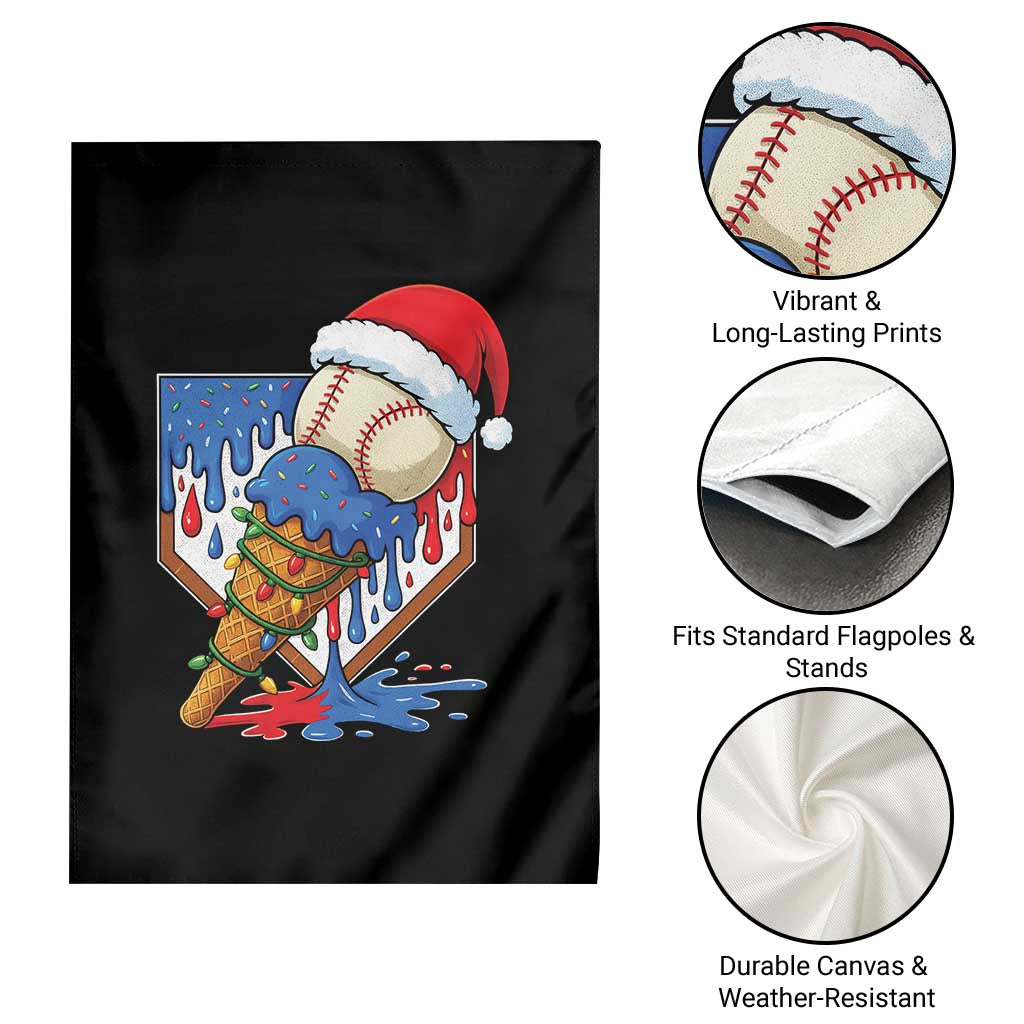 Christmas Baseball Ice Cream Drip Garden Flag Santa Sports Player Xmas Light Boys Baseball Bat - Wonder Print Shop