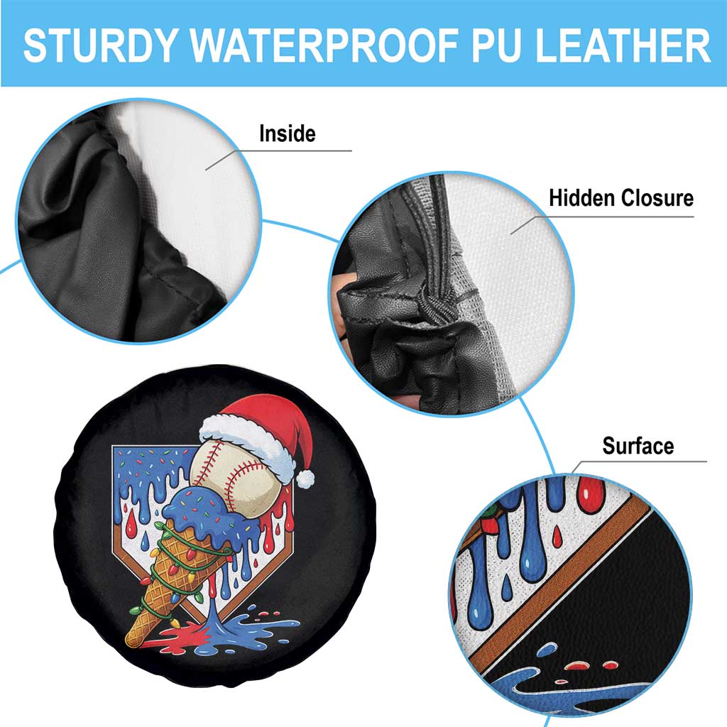 Christmas Baseball Ice Cream Drip Spare Tire Cover Santa Sports Player Xmas Light Boys Baseball Bat TS10