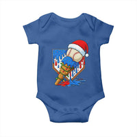 Christmas Baseball Ice Cream Drip Baby Onesie Santa Sports Player Xmas Light Boys Baseball Bat - Wonder Print Shop