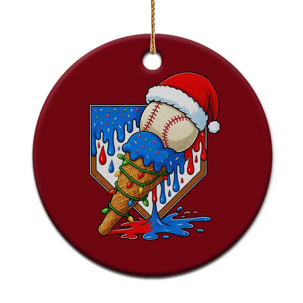 Christmas Baseball Ice Cream Drip Ceramic Ornament Santa Sports Player Xmas Light Boys Baseball Bat - Wonder Print Shop