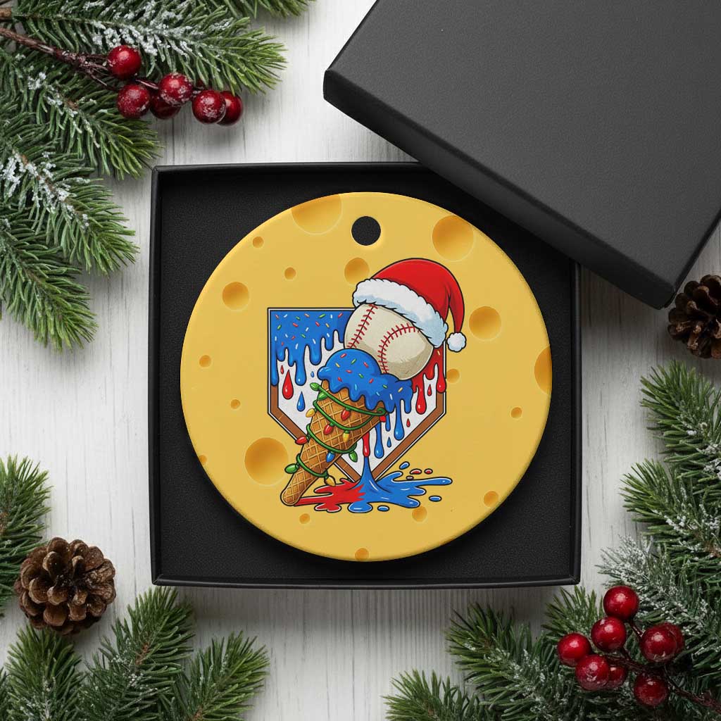 Christmas Baseball Ice Cream Drip Ceramic Ornament Santa Sports Player Xmas Light Boys Baseball Bat - Wonder Print Shop
