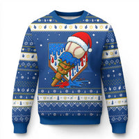 Christmas Baseball Ice Cream Drip Hanukkah Ugly Sweater Santa Sports Player Xmas Light Boys Baseball Bat - undefined