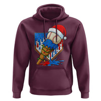 Christmas Baseball Ice Cream Drip Hoodie Santa Sports Player Xmas Light Boys Baseball Bat - Wonder Print Shop