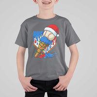 Christmas Baseball Ice Cream Drip T Shirt For Kid Santa Sports Player Xmas Light Boys Baseball Bat - Wonder Print Shop