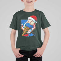 Christmas Baseball Ice Cream Drip T Shirt For Kid Santa Sports Player Xmas Light Boys Baseball Bat - Wonder Print Shop