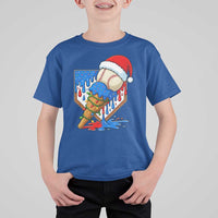 Christmas Baseball Ice Cream Drip T Shirt For Kid Santa Sports Player Xmas Light Boys Baseball Bat - Wonder Print Shop