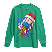 Christmas Baseball Ice Cream Drip Long Sleeve Shirt Santa Sports Player Xmas Light Boys Baseball Bat - Wonder Print Shop