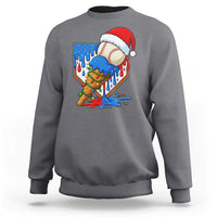 Christmas Baseball Ice Cream Drip Sweatshirt Santa Sports Player Xmas Light Boys Baseball Bat - Wonder Print Shop