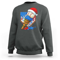 Christmas Baseball Ice Cream Drip Sweatshirt Santa Sports Player Xmas Light Boys Baseball Bat - Wonder Print Shop