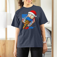Christmas Baseball Ice Cream Drip T Shirt For Women Santa Sports Player Xmas Light Boys Baseball Bat - Wonder Print Shop