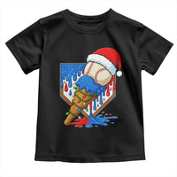 Christmas Baseball Ice Cream Drip Toddler T Shirt Santa Sports Player Xmas Light Boys Baseball Bat - Wonder Print Shop
