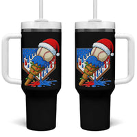 Christmas Baseball Ice Cream Drip Tumbler With Handle Santa Sports Player Xmas Light Boys Baseball Bat - Wonder Print Shop