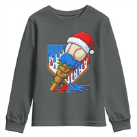 Christmas Baseball Ice Cream Drip Youth Sweatshirt Santa Sports Player Xmas Light Boys Baseball Bat - Wonder Print Shop